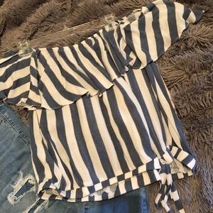 American Eagle Off the shoulder striped shirt
